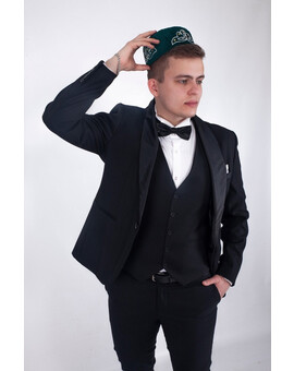 Классический черный мужской костюм - смокинг, изображение 4